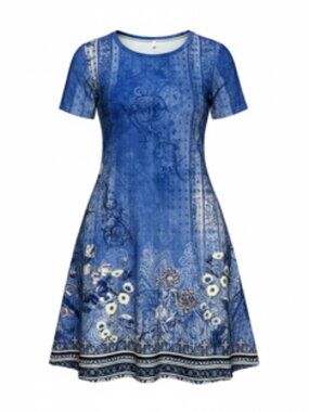 Women's Summer Dress, Short Flutter Sleeves, Party Work Casual Size L
